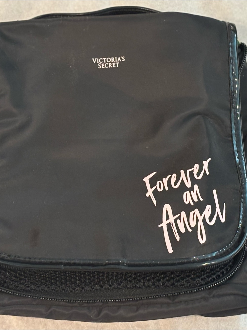 Victoria's Secret Black Cosmetic Case with 'Forever an Angel' Script